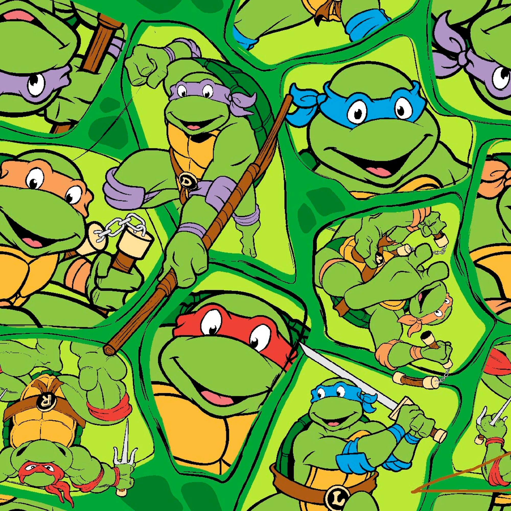 Nickelodeon® Green Heroes In A Half Shell Toss Quilting Cotton Fabric